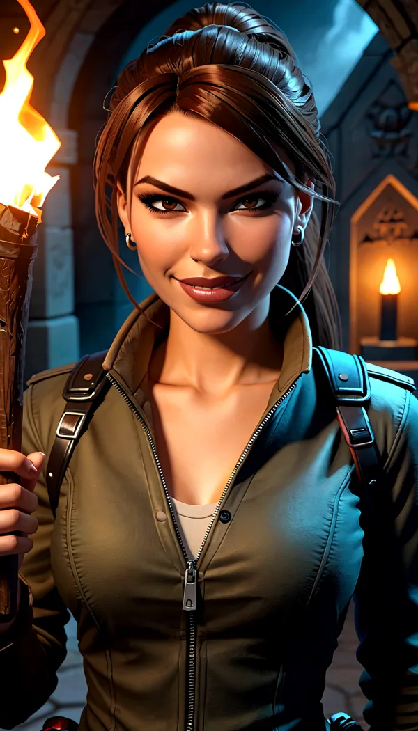 Lara Croft from Tomb Raider, AI fan art portrait