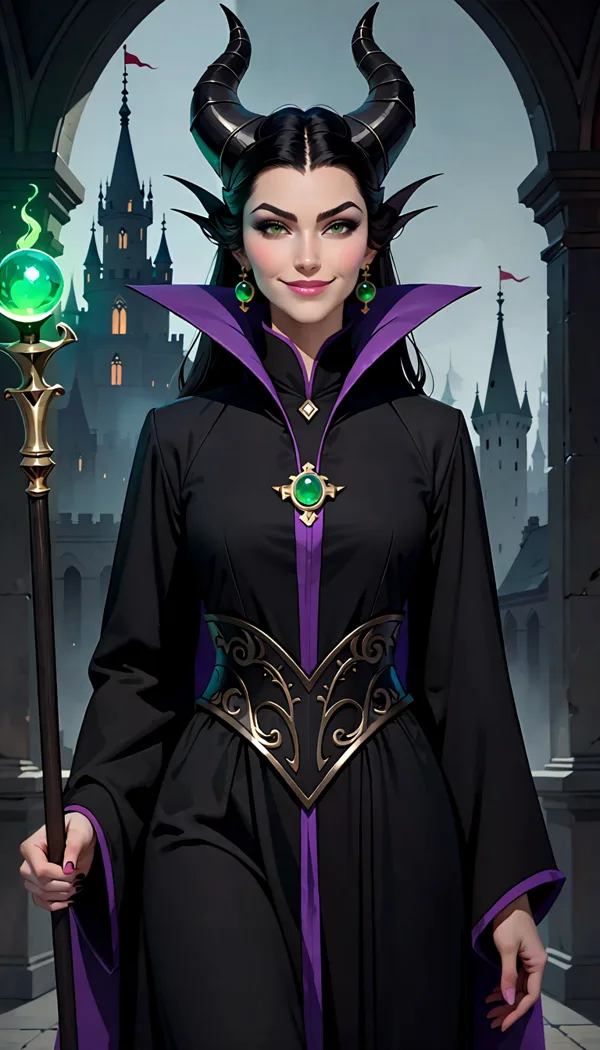 Maleficent from Sleeping Beauty, AI fan art portrait